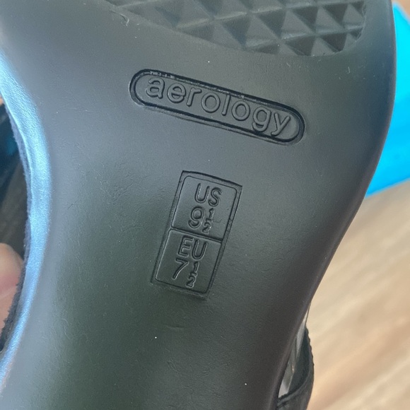 Retro NWT aerosoles arology starfish kitten heel black flip flop sandal 9.5 - Picture 4 of 4